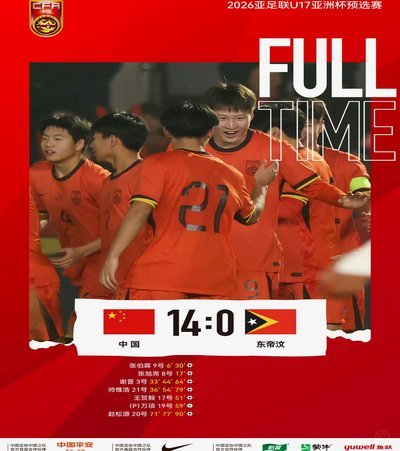 程晟涵再献绝杀！U17国足2连胜毕尔巴鄂